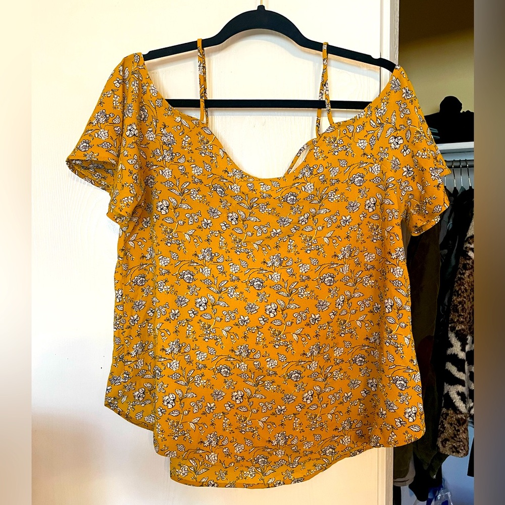 Yellow Floral Off The Shoulder Top
